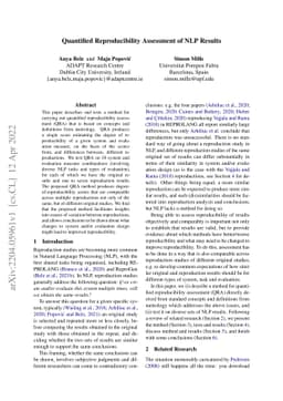 Quantified Reproducibility Assessment of NLP Results