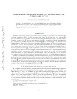 Baseline Computation for Attribution Methods Based on Interpolated
  Inputs