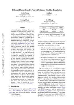 Efficient Cluster-Based k-Nearest-Neighbor Machine Translation
