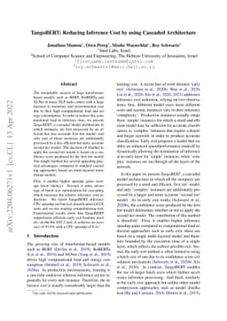 TangoBERT: Reducing Inference Cost by using Cascaded Architecture