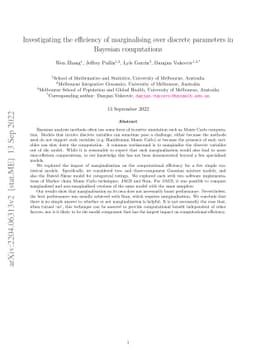 Investigating the efficiency of marginalising over discrete parameters
  in Bayesian computations