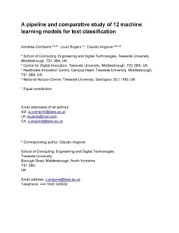 A pipeline and comparative study of 12 machine learning models for text
  classification