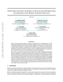 Switching between Numerical Black-box Optimization Algorithms with
  Warm-starting Policies