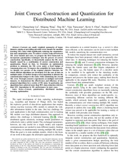 Joint Coreset Construction and Quantization for Distributed Machine
  Learning