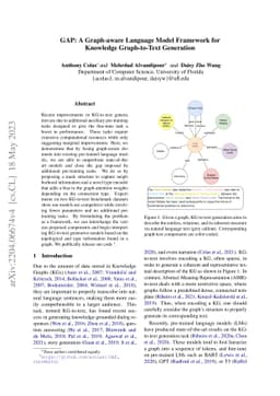 GAP: A Graph-aware Language Model Framework for Knowledge Graph-to-Text
  Generation