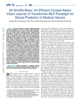 3D Shuffle-Mixer: An Efficient Context-Aware Vision Learner of
  Transformer-MLP Paradigm for Dense Prediction in Medical Volume