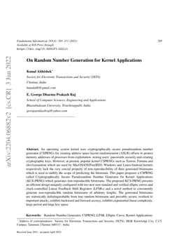 On Random Number Generation for Kernel Applications