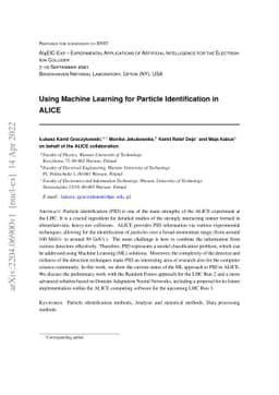 Using Machine Learning for Particle Identification in ALICE