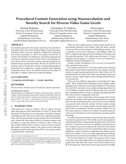 Procedural Content Generation using Neuroevolution and Novelty Search
  for Diverse Video Game Levels