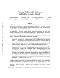 Planting Undetectable Backdoors in Machine Learning Models