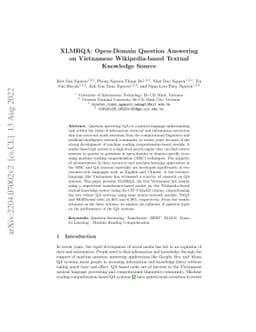 XLMRQA: Open-Domain Question Answering on Vietnamese Wikipedia-based
  Textual Knowledge Source