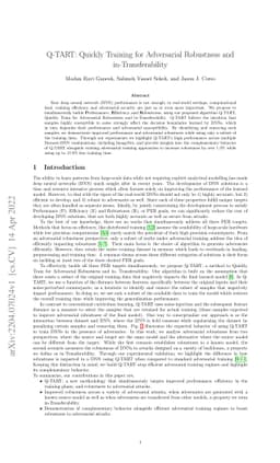 Q-TART: Quickly Training for Adversarial Robustness and
  in-Transferability