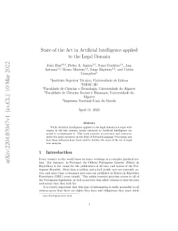 State of the Art in Artificial Intelligence applied to the Legal Domain