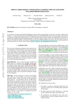CroCo: Cross-Modal Contrastive learning for localization of Earth
  Observation data