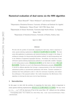 Numerical evaluation of dual norms via the MM algorithm