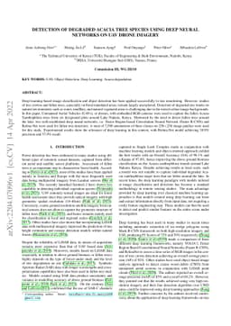 Detection of Degraded Acacia tree species using deep neural networks on
  uav drone imagery