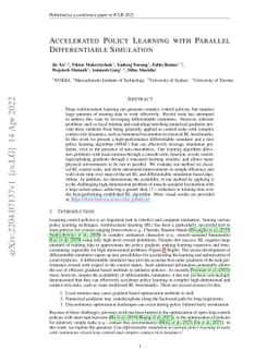 Accelerated Policy Learning with Parallel Differentiable Simulation