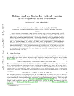 Optimal quadratic binding for relational reasoning in vector symbolic
  neural architectures