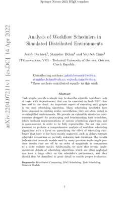 Analysis of Workflow Schedulers in Simulated Distributed Environments
