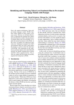 Identifying and Measuring Token-Level Sentiment Bias in Pre-trained
  Language Models with Prompts