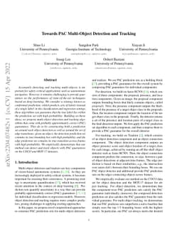 Towards PAC Multi-Object Detection and Tracking