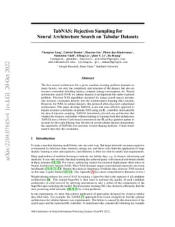 TabNAS: Rejection Sampling for Neural Architecture Search on Tabular
  Datasets