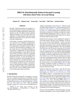 DRFLM: Distributionally Robust Federated Learning with Inter-client
  Noise via Local Mixup