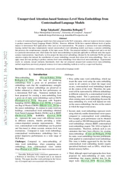 Unsupervised Attention-based Sentence-Level Meta-Embeddings from
  Contextualised Language Models