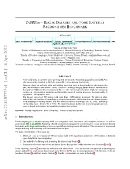 TASTEset -- Recipe Dataset and Food Entities Recognition Benchmark