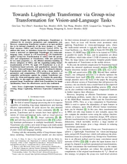 Towards Lightweight Transformer via Group-wise Transformation for
  Vision-and-Language Tasks