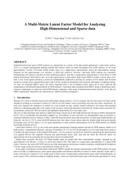 A Multi-Metric Latent Factor Model for Analyzing High-Dimensional and
  Sparse data