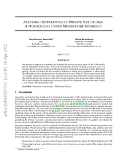 Assessing Differentially Private Variational Autoencoders under
  Membership Inference
