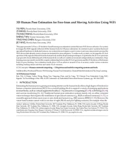 3D Human Pose Estimation for Free-from and Moving Activities Using WiFi