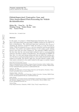 Global-Supervised Contrastive Loss and View-Aware-Based Post-Processing
  for Vehicle Re-Identification