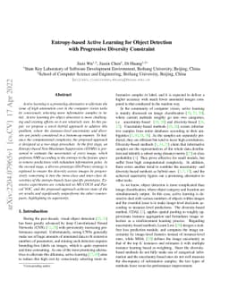 Entropy-based Active Learning for Object Detection with Progressive
  Diversity Constraint