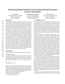 Evaluating Mixed-initiative Conversational Search Systems via User
  Simulation