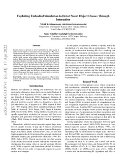 Exploiting Embodied Simulation to Detect Novel Object Classes Through
  Interaction