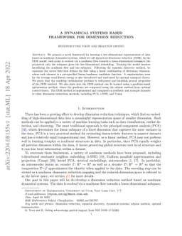 A dynamical systems based framework for dimension reduction