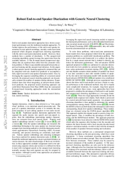 Robust End-to-end Speaker Diarization with Generic Neural Clustering