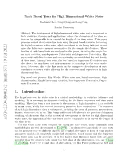 Rank Based Tests for High Dimensional White Noise