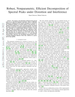 Robust, Nonparametric, Efficient Decomposition of Spectral Peaks under
  Distortion and Interference