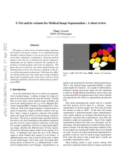 U-Net and its variants for Medical Image Segmentation : A short review