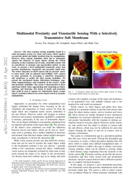 Multimodal Proximity and Visuotactile Sensing With a Selectively
  Transmissive Soft Membrane