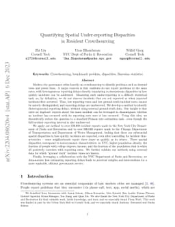 Quantifying Spatial Under-reporting Disparities in Resident
  Crowdsourcing