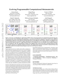 Evolving Programmable Computational Metamaterials