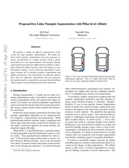 Proposal-free Lidar Panoptic Segmentation with Pillar-level Affinity