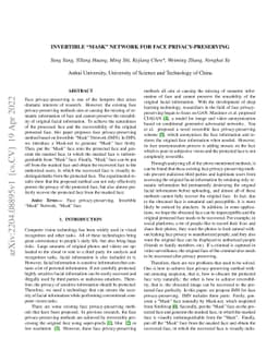 Invertible Mask Network for Face Privacy-Preserving