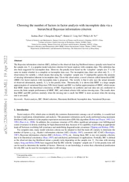 Choosing the number of factors in factor analysis with incomplete data
  via a hierarchical Bayesian information criterion
