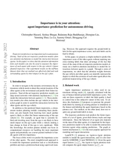 Importance is in your attention: agent importance prediction for
  autonomous driving