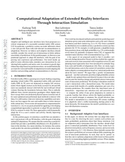 Computational Adaptation of XR Interfaces Through Interaction Simulation
